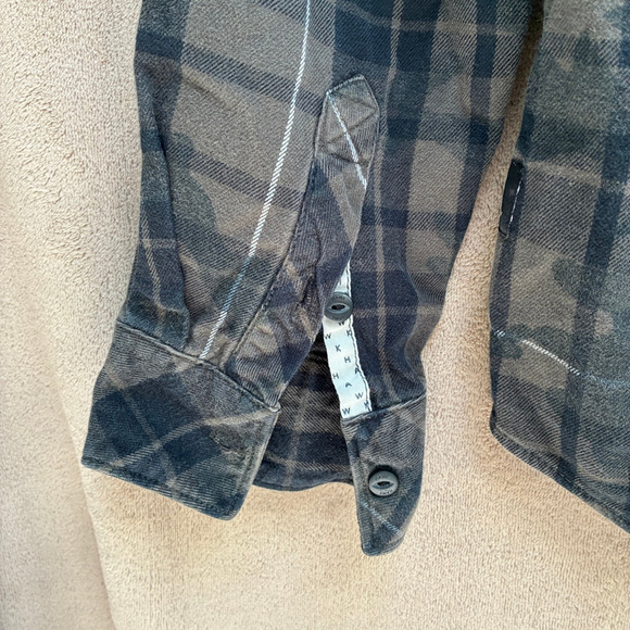 Men's Tony Hawk Medium Green Black Plaid Flannel Casual Button Down Shirt - Picture 9 of 10